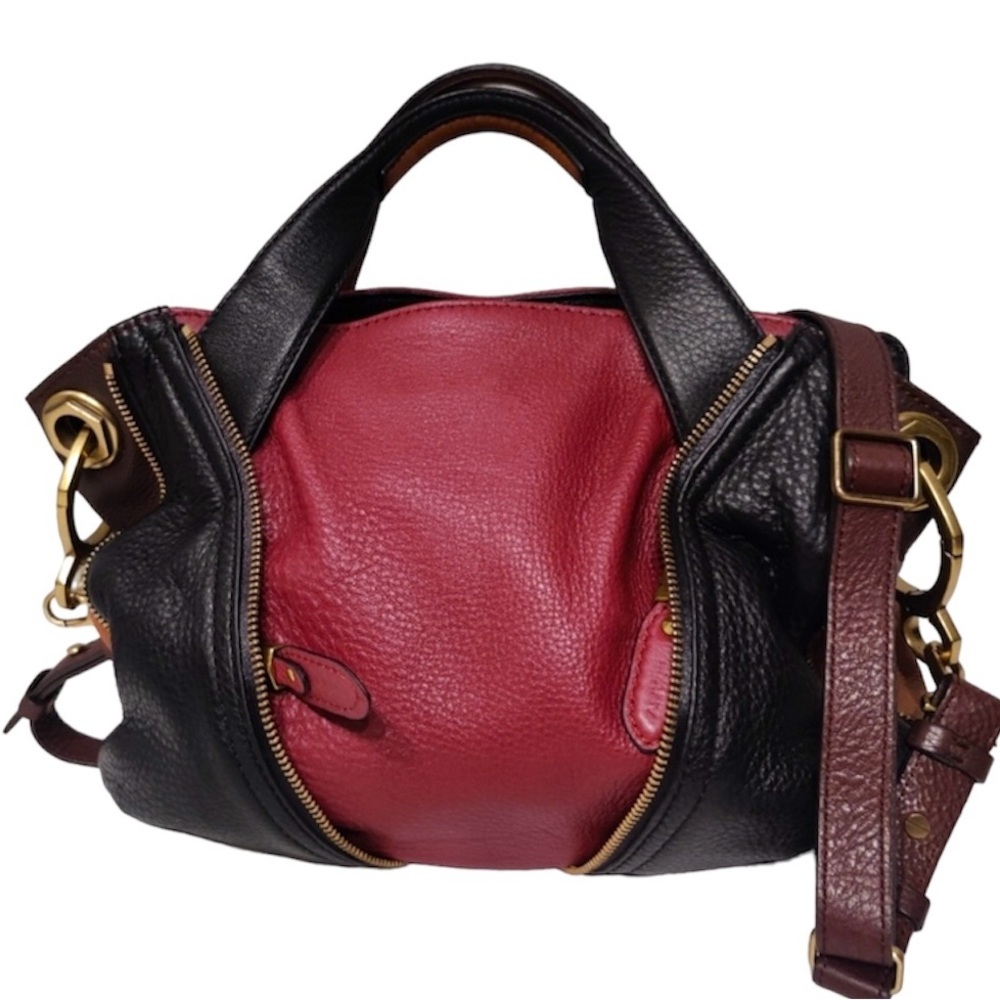 orYANY Lian Satchel Pebbled Leather Colorblock w/Detachable Shoulder Strap.